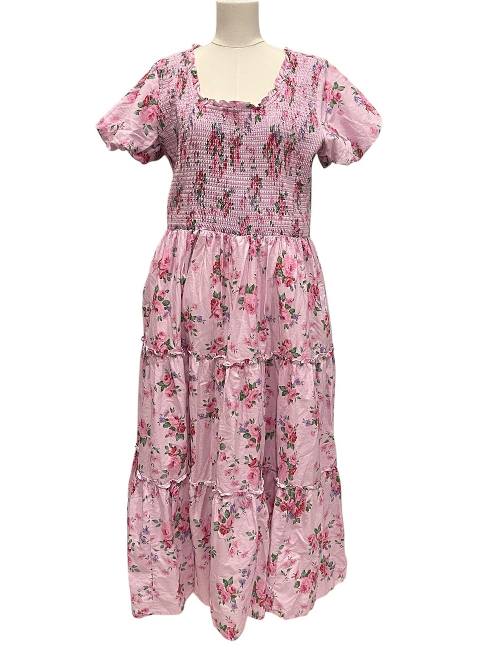 Jessakae size 1X smocked bodice ruffled neckline detail Dress